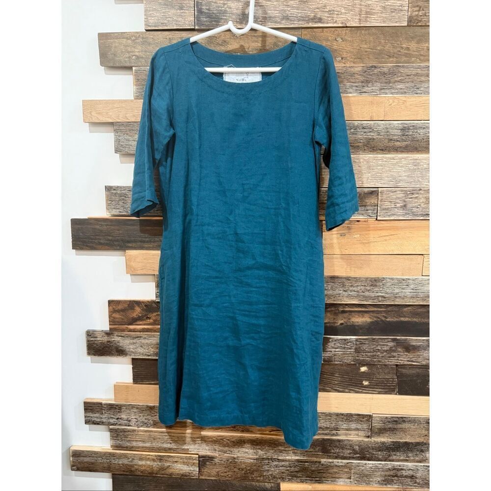 NotPerfectLinen boho lagenlook mini dress emerald green size XS